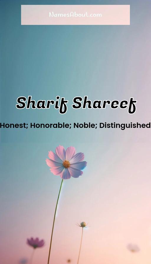 Sharif Shareef name and meaning