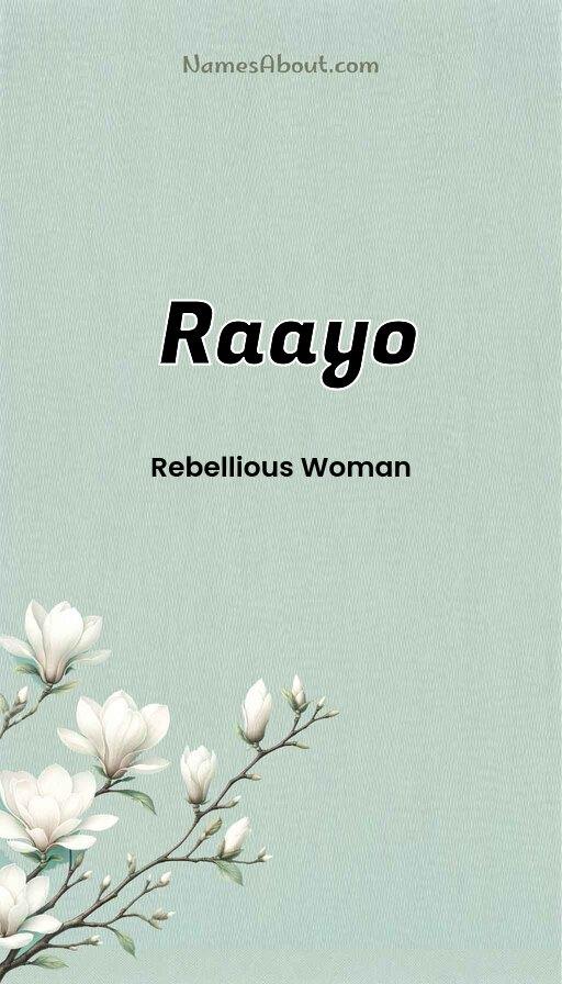 Raayo name and meaning